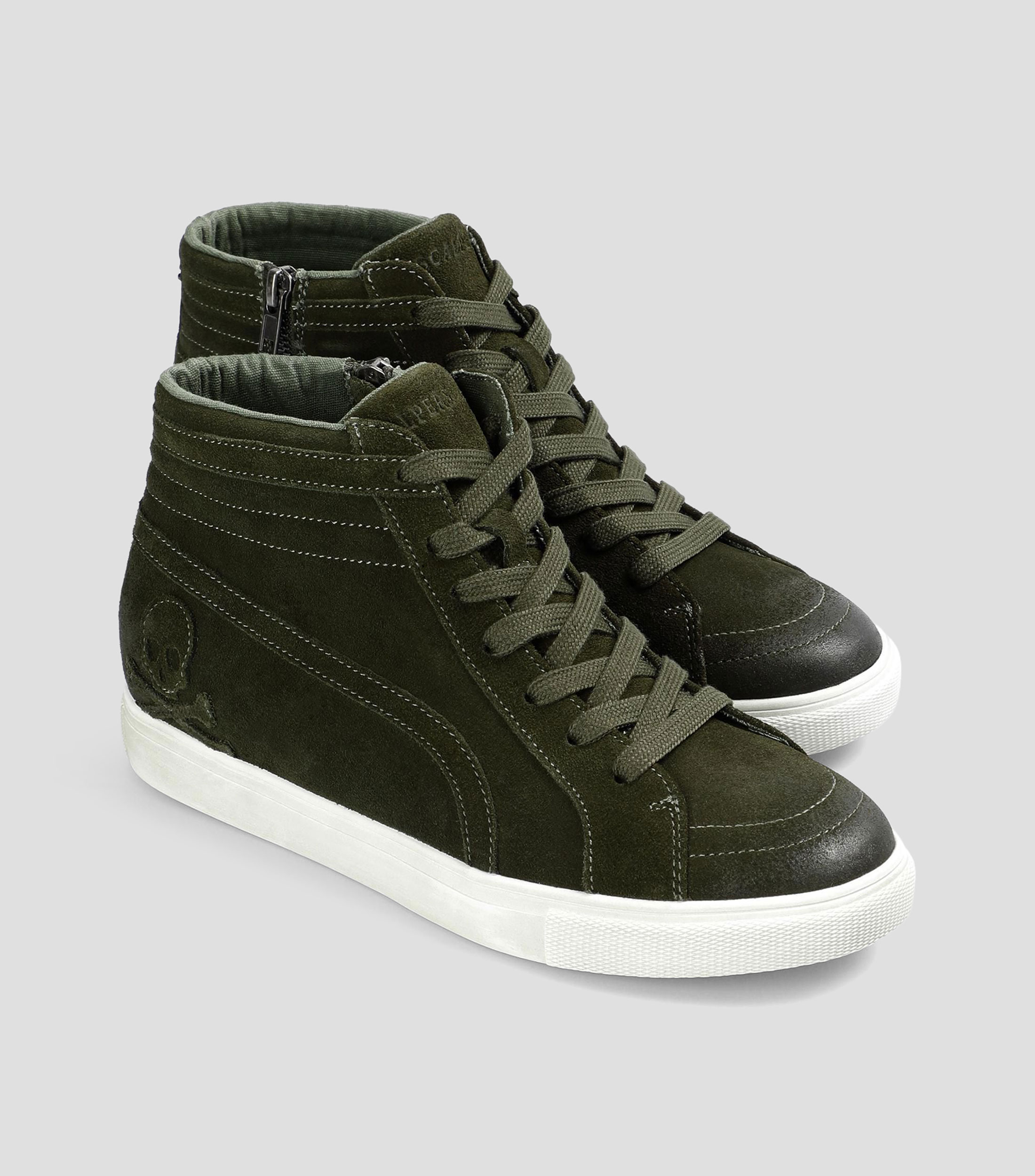 Tenis casuales tipo botín en piel lisos Mujer